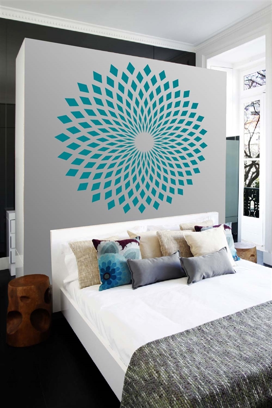 Diamond Starburst Mandala Decal Wall Art, 32 Colors, 6 sizes