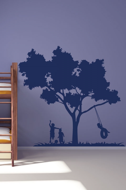 Kids Play Tire Swing Wall Decal Mural, 32 Colors