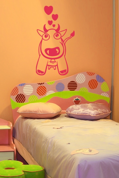 Pink Cow Love Wall Decals