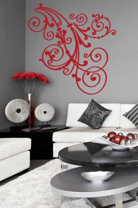 Flower Scroll Filigree Wall Decal, 32 colors, 6 sizes