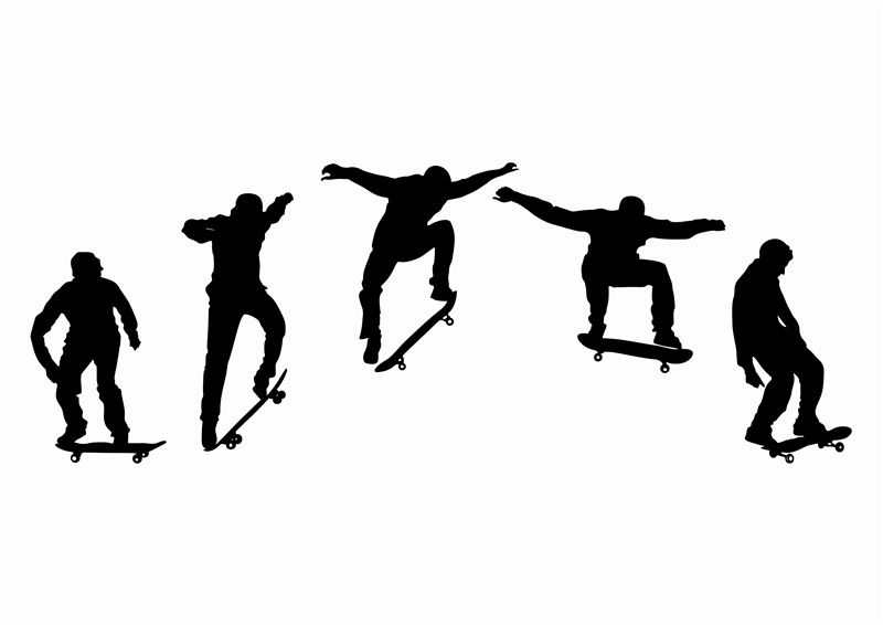 Skateboarder Ollie Action Wall Decals, 32 Colors