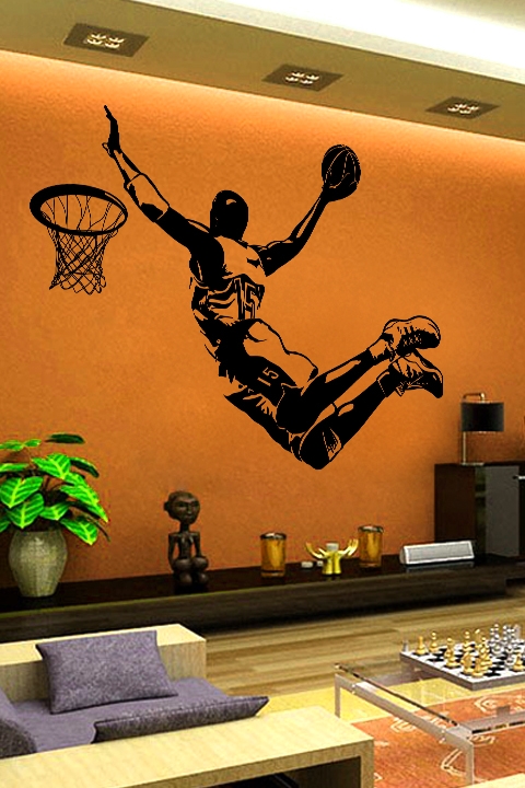 Slam Dunk Basketball Silhouette Wall Decal Large, 32 Colors
