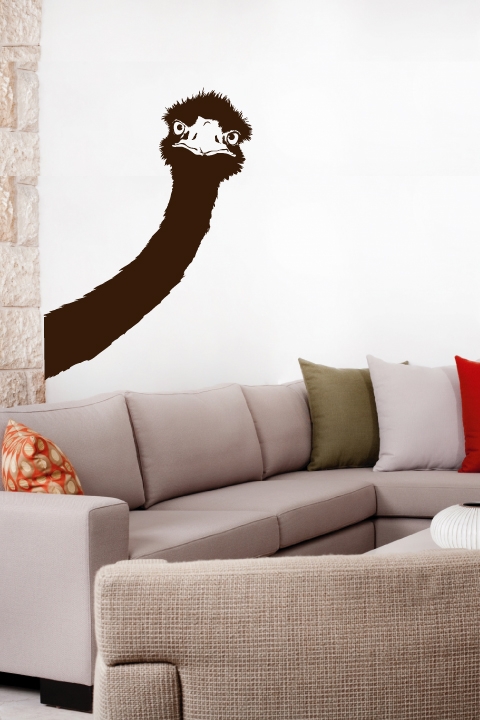 Silly Ostrich Peek-A-Boo Wall Decal, 32 colors