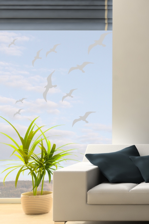 Birds In Flight Frosted-Glass Decal