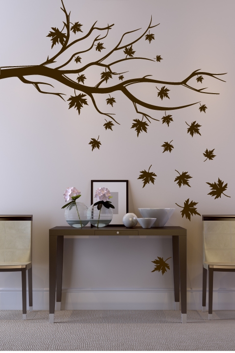 Maple Tree Branch In Autumn Wall Decal, 32 Colors