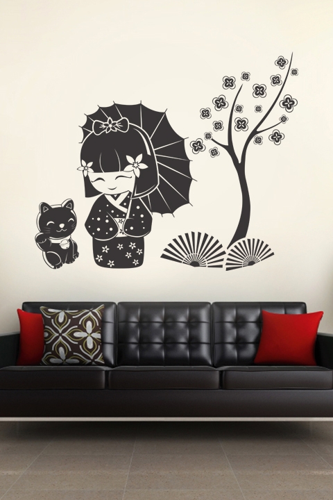 Kokeshi & Cat-Wall Decals
