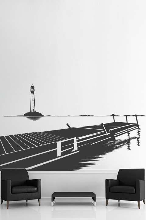 Lighthouse & Dock View-Wall Decals