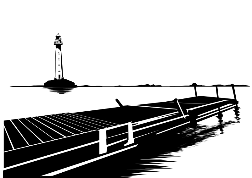 Lighthouse & Dock View-Wall Decals