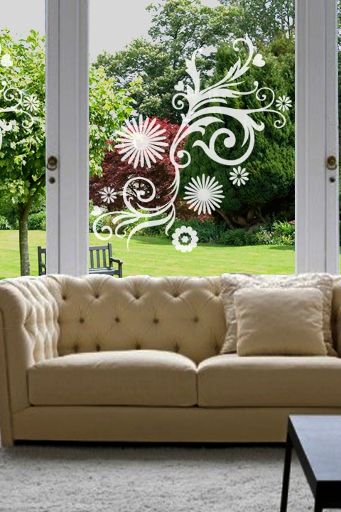 Graphic Floral 1-Glass Decal