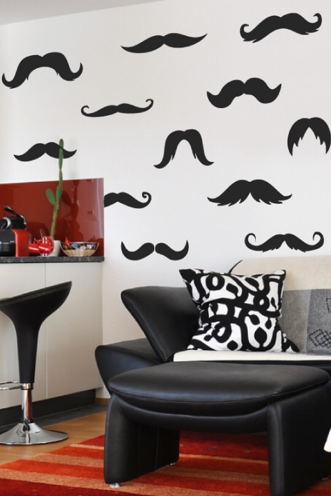 Ironic Mustache Wall Decals