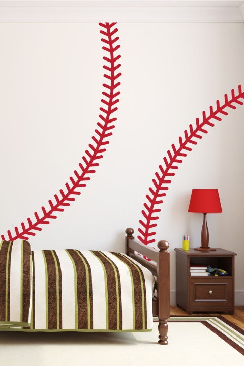 Baseball & Softball Stitches Large Wall Decals, 32 colors