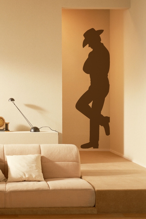 Leaning Cowboy Silhouette-Wall Decals
