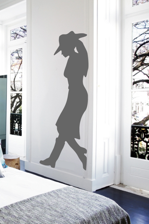 Leaning Cowgirl Silhouette-Wall Decals